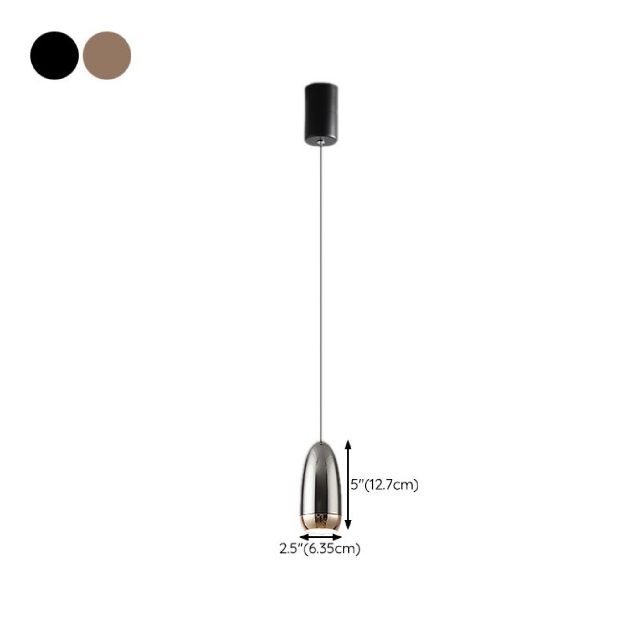 Dimensions of the industrial aluminum bullet LED pendant ceiling light