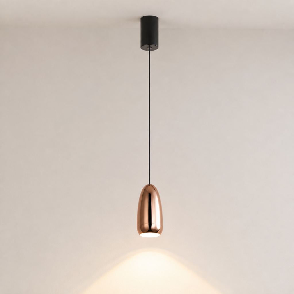 Industrial aluminum bullet LED pendant ceiling light in gold