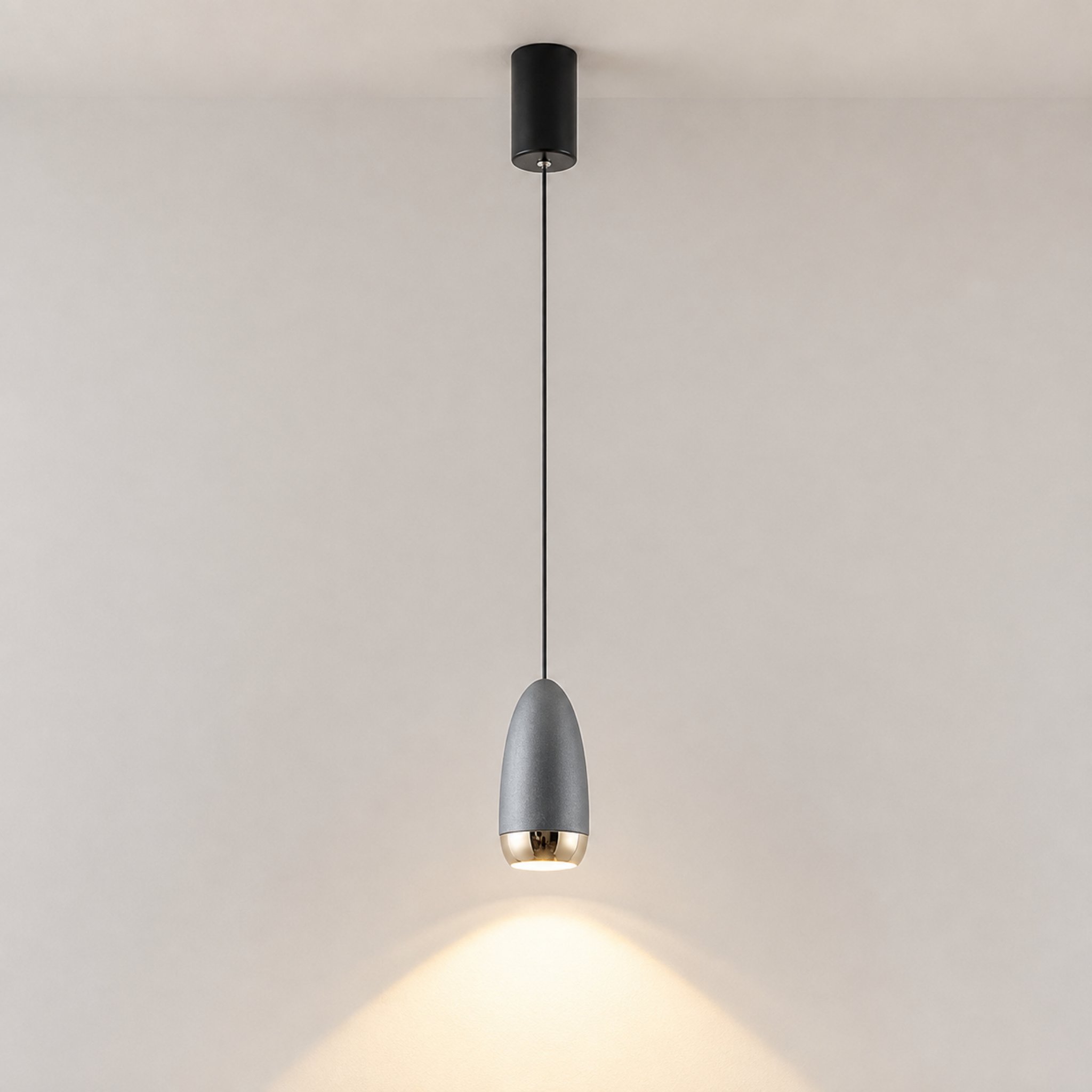 Industrial aluminum bullet LED pendant ceiling light in grey