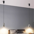 Industrial aluminum bullet LED pendant ceiling light in a living room