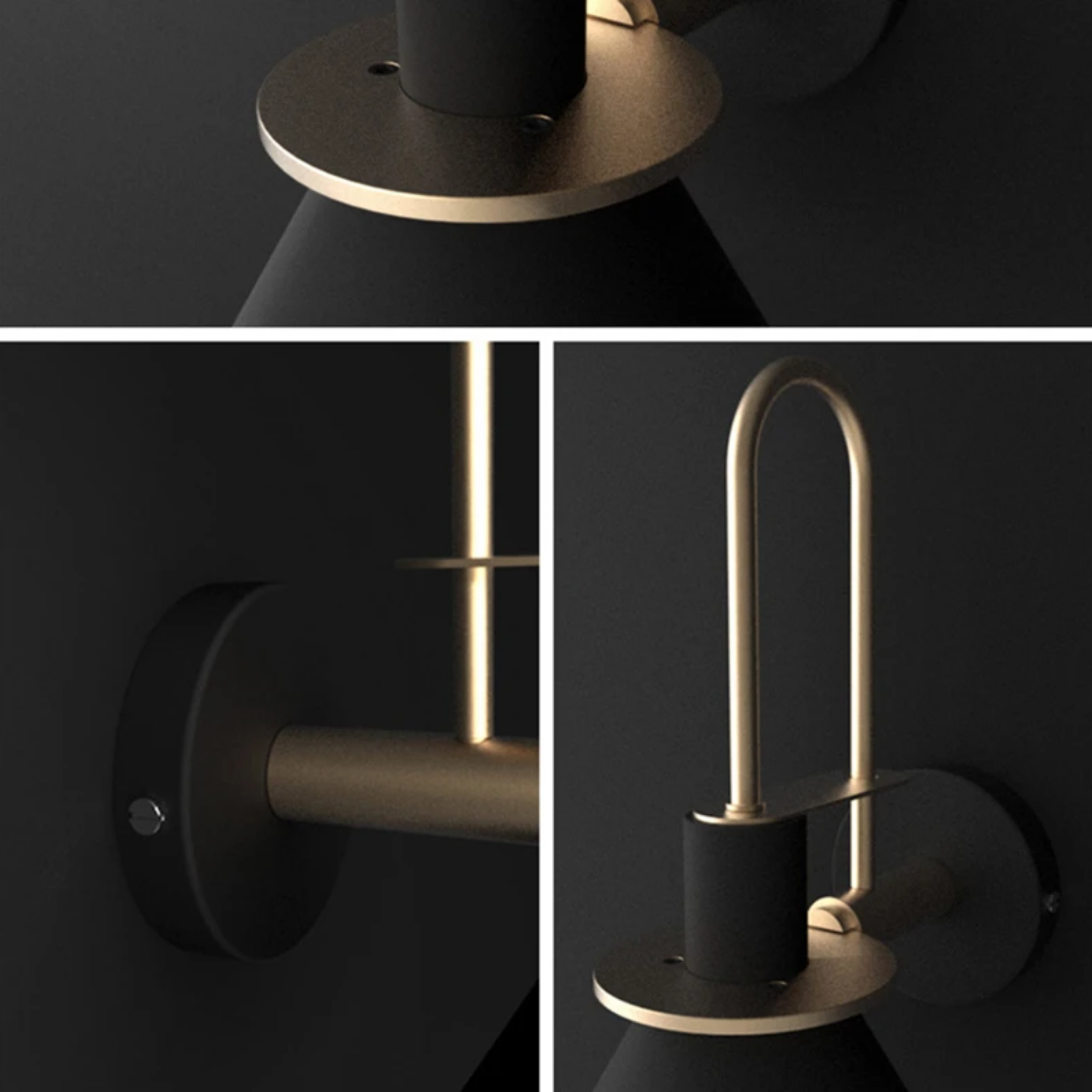 Close-up of the metal body of the wall sconce