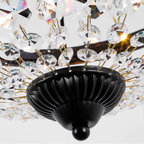 Bottom view of the industrial iron crystal pendant ceiling light