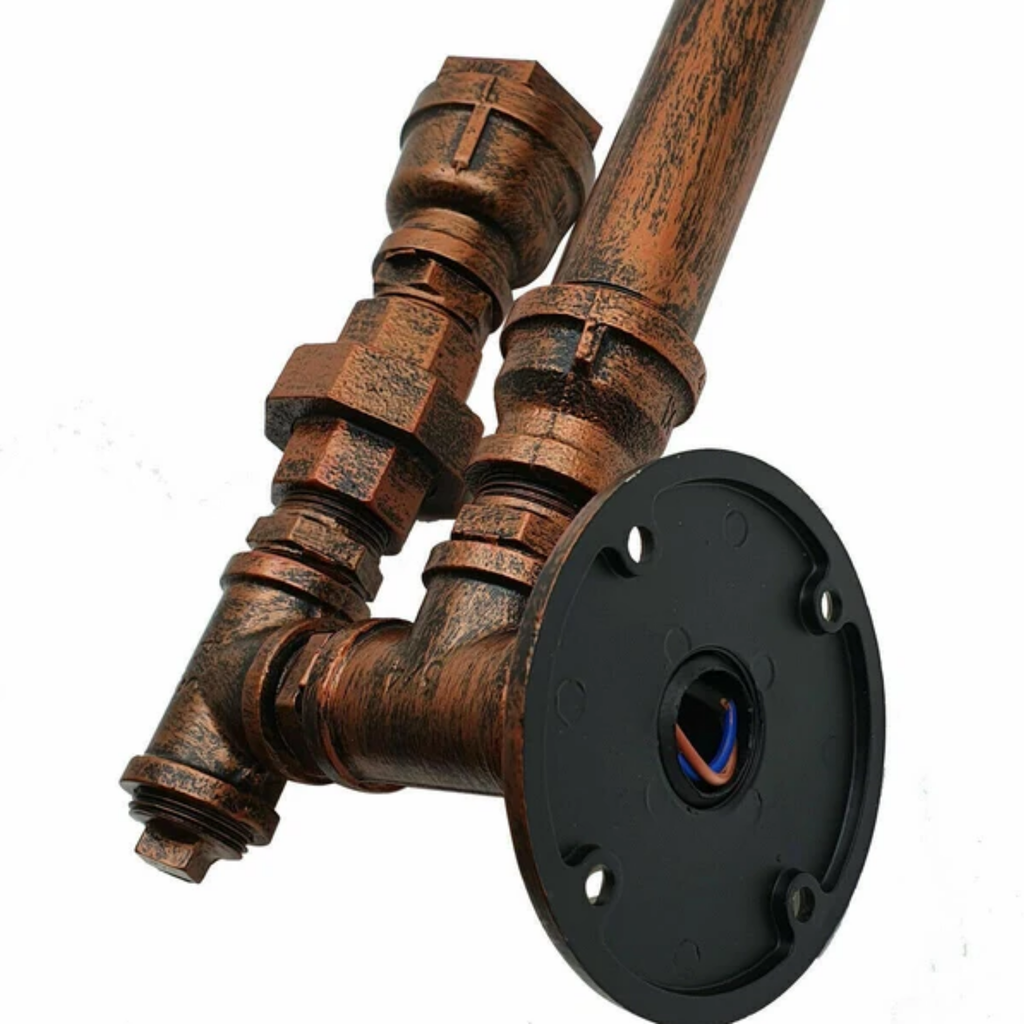 Wall mounting detail of the industrial pipe wall sconce