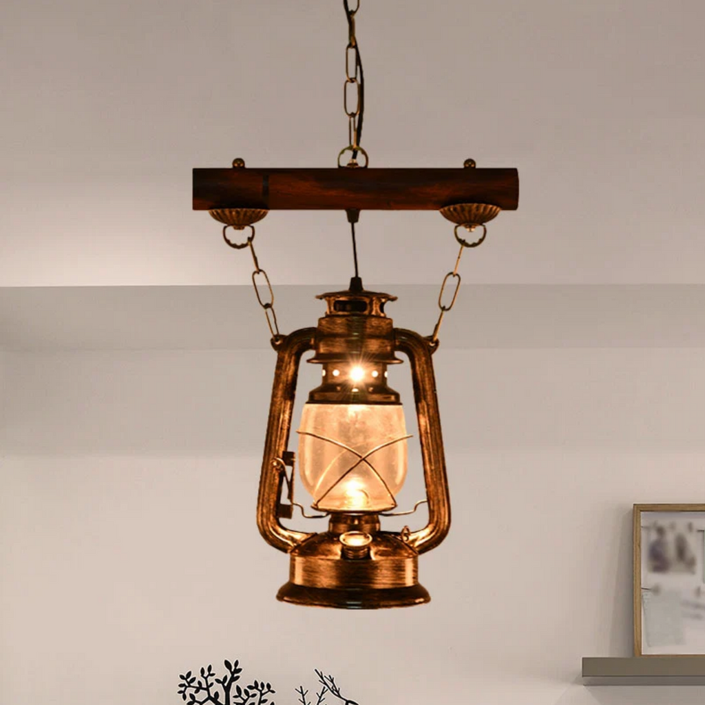 Industrial rustic glass pendant light with E27 bulb