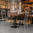 Industrial restaurant table and chairs set for cafe or bistro