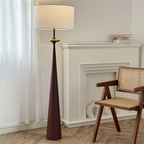 Japandi style fabric floor lamp in a living room