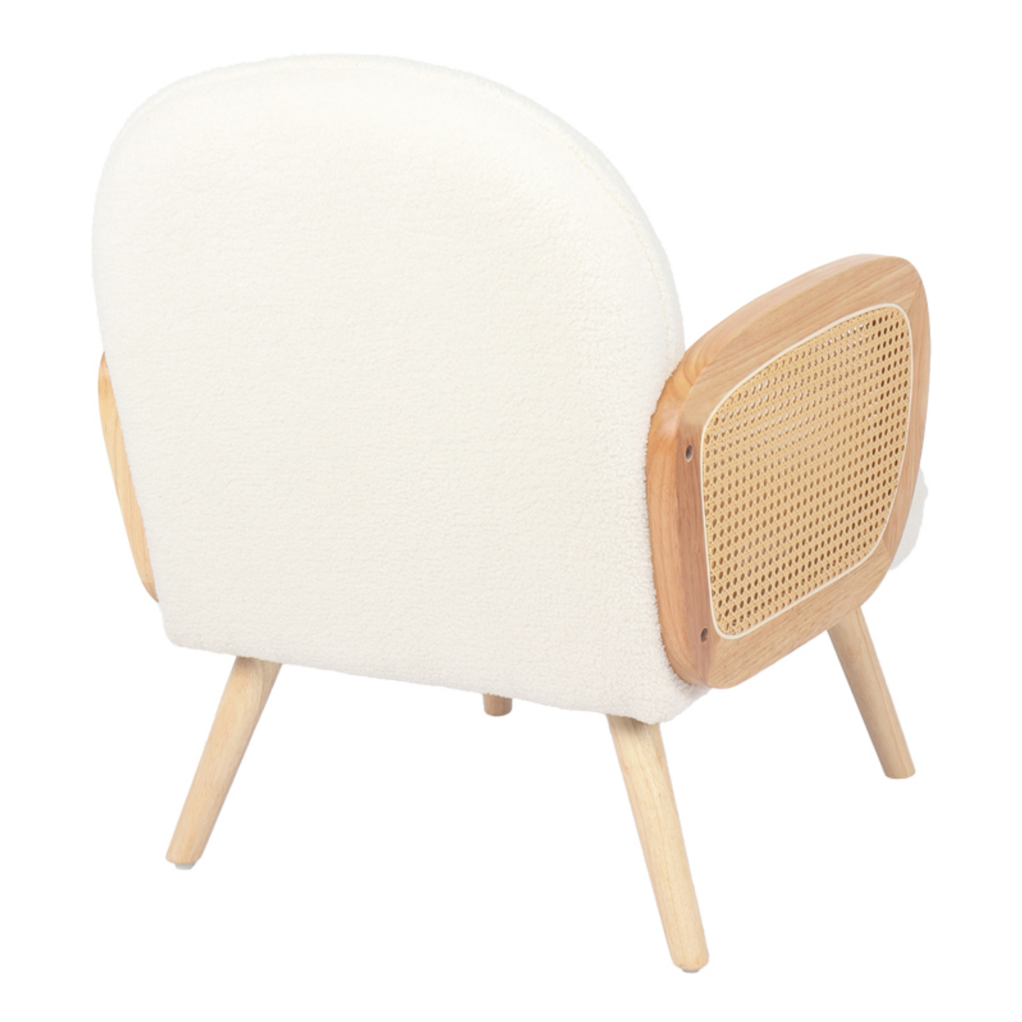 Back view of modern Japanese upholstered accent chair