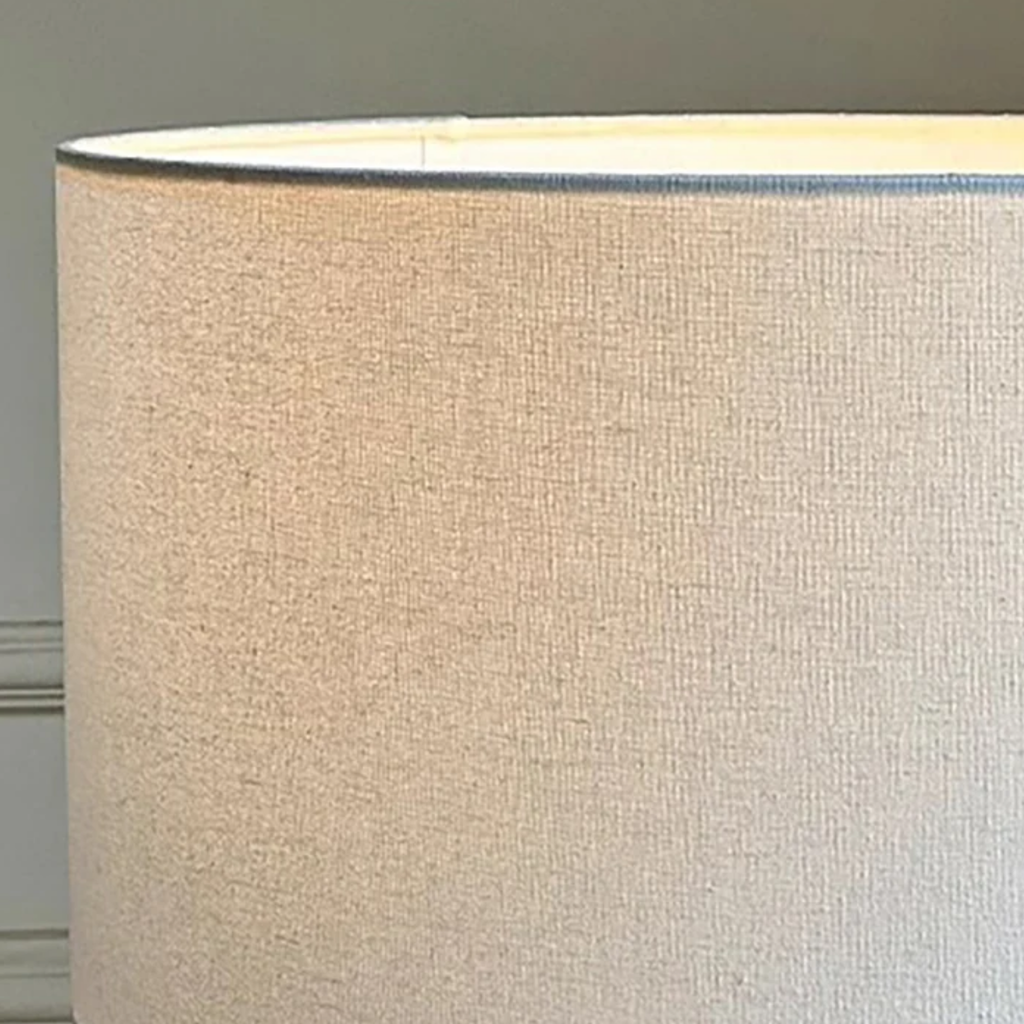 Fabric shade detail of Japanese floor lamp