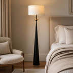 Japanese style fabric floor lamp in a bedroom