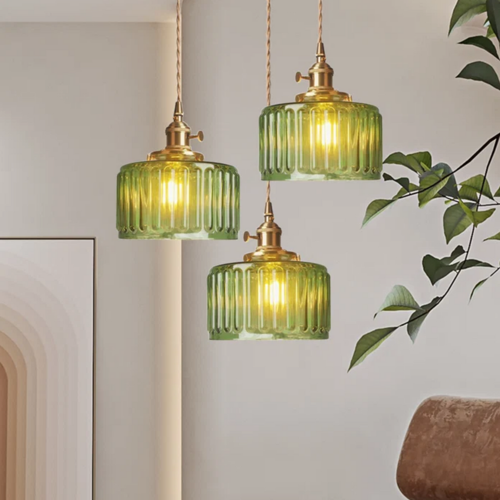 Japanese glass pendant light in a living room