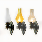 Glass shade options for the kerosene-style wall sconce