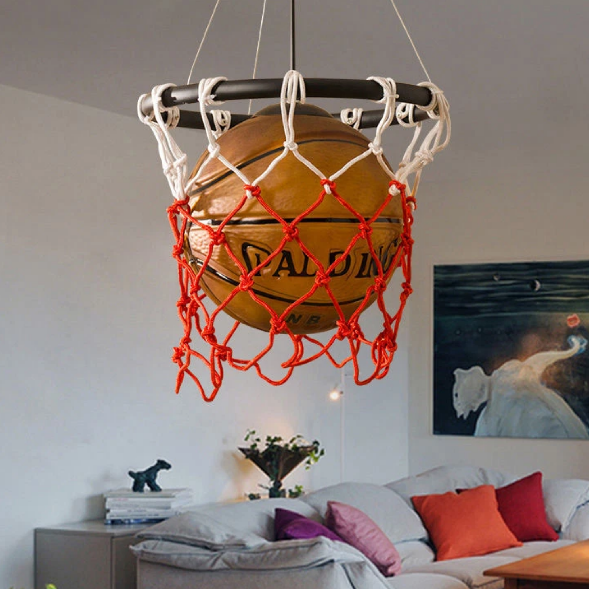 Kids basketball LED pendant ceiling light turned off