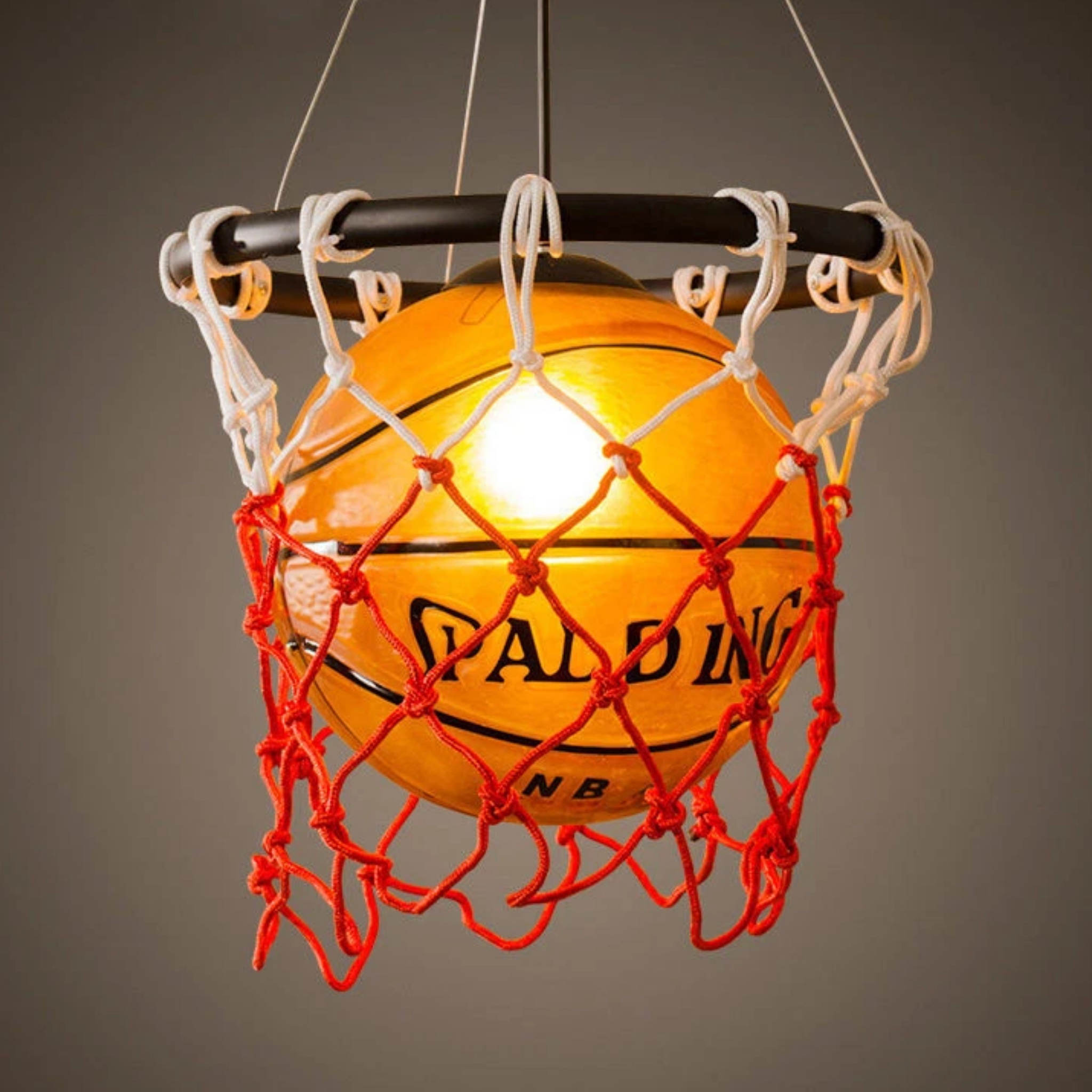 Kids basketball LED pendant ceiling light turned on