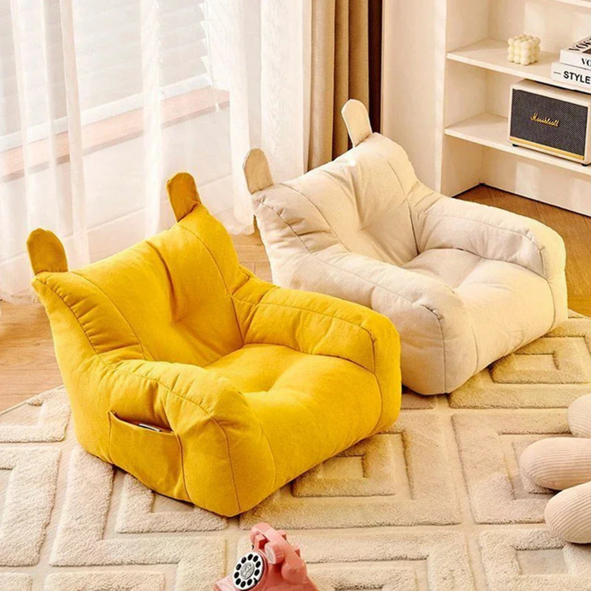 Side view of cute kids sofa chair