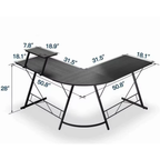 Modern L-shaped corner desk dimensions and measurements