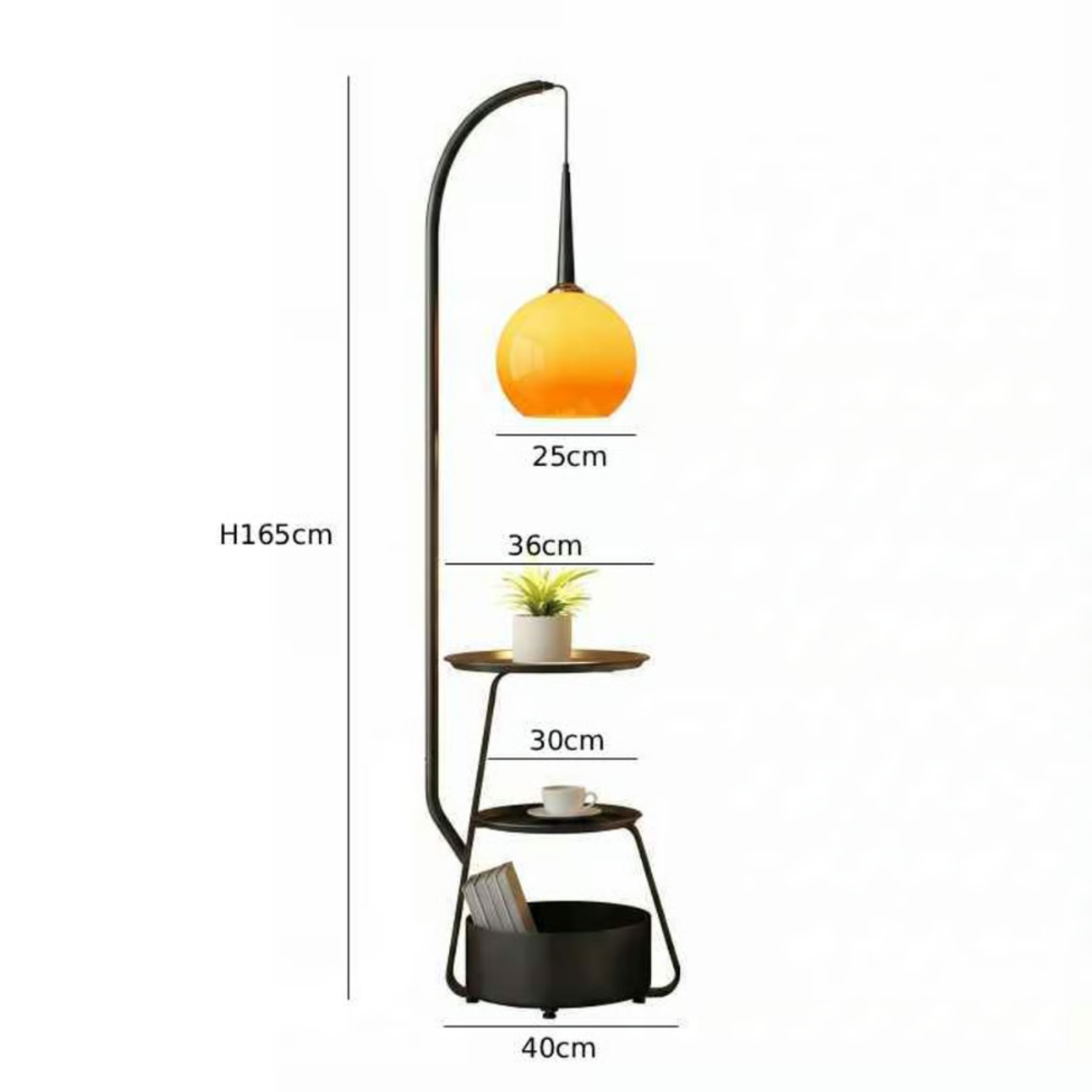 Dimensions of the floor lamp with built-in side table