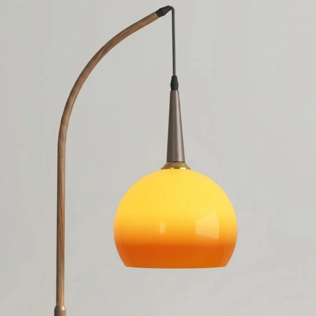 Close-up of the frosted glass globe shade