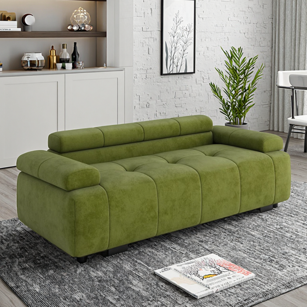 Low-profile modular sofa in an apartment