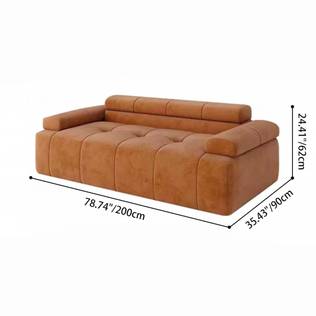 Dimensions of the low-profile velvet modular sofa