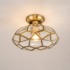 Luxury all copper round glass flush mount ceiling light