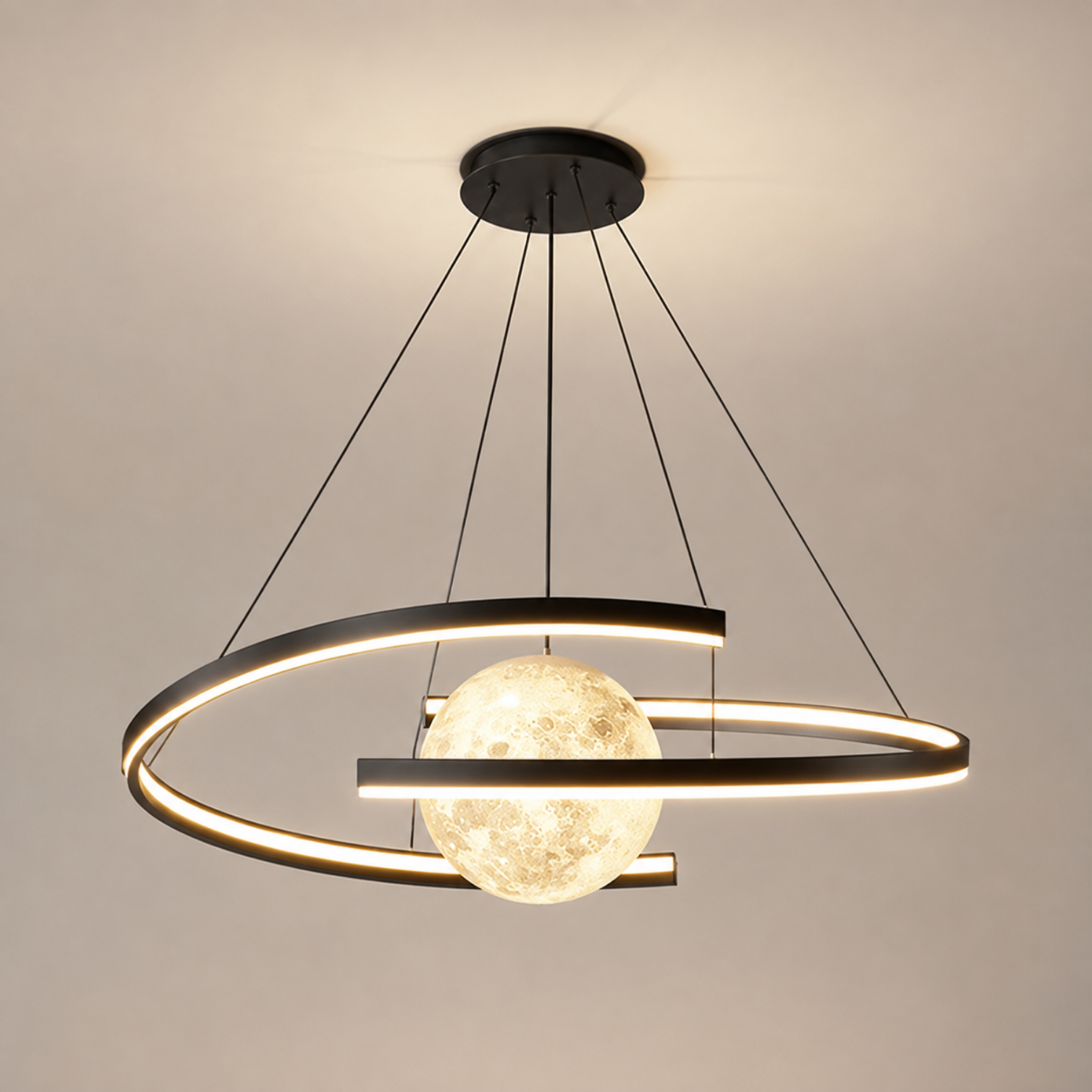 Luxury crescent moon LED pendant chandelier