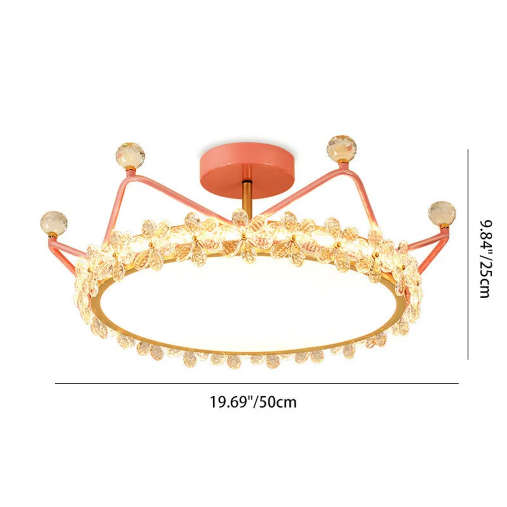 Dimensions of the luxury pink crown LED flush mount ceiling light 50 cm
