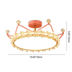 Dimensions of the luxury pink crown LED flush mount ceiling light 50 cm