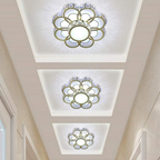 Luxury crystal flower LED flush mount ceiling light in a hallway