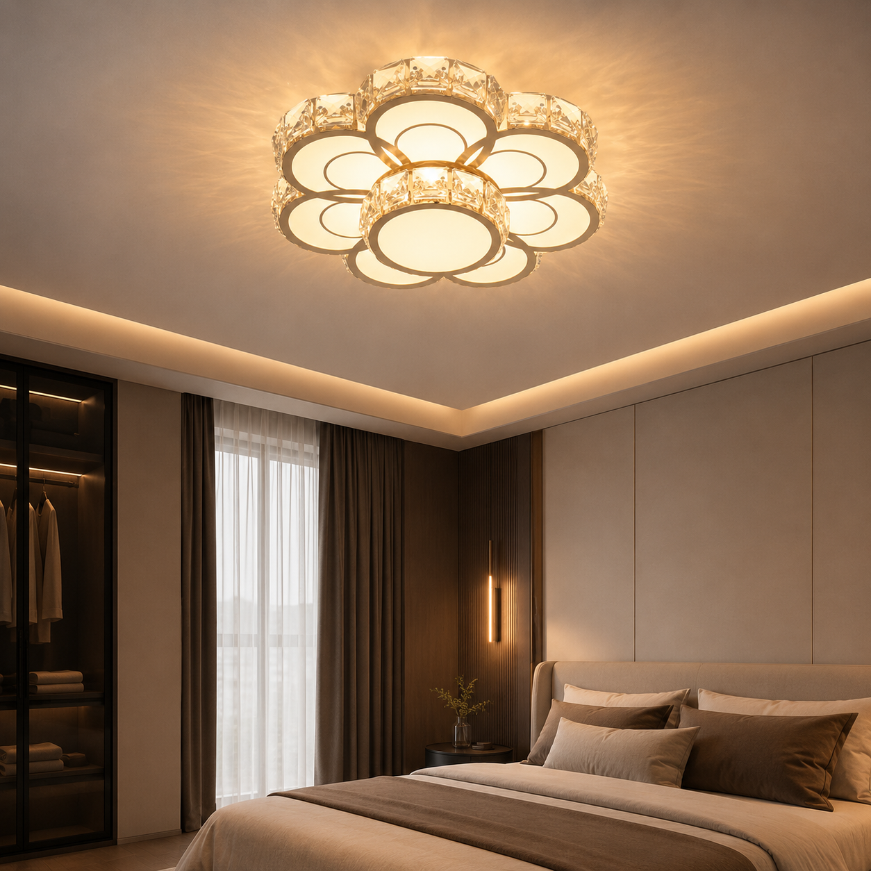 Main photo of the luxury crystal flower LED flush mount ceiling light
