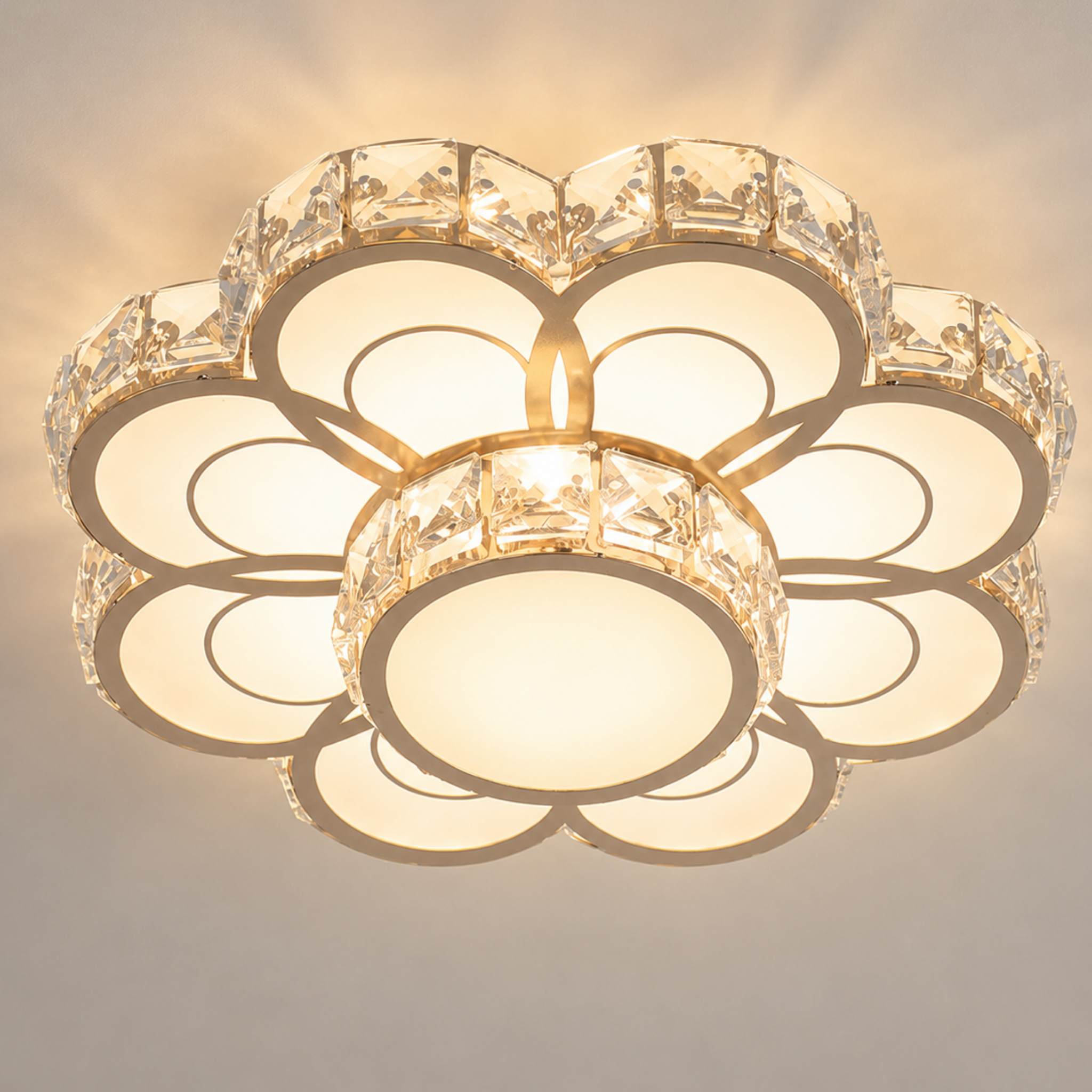 Luxury crystal flower LED flush mount ceiling light