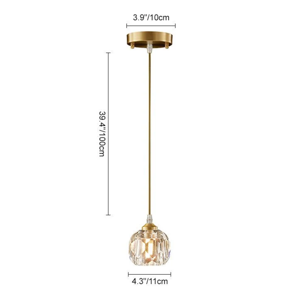 Dimensions of the luxury crystal globe pendant ceiling light