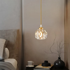 Luxury crystal globe pendant ceiling light in a living room