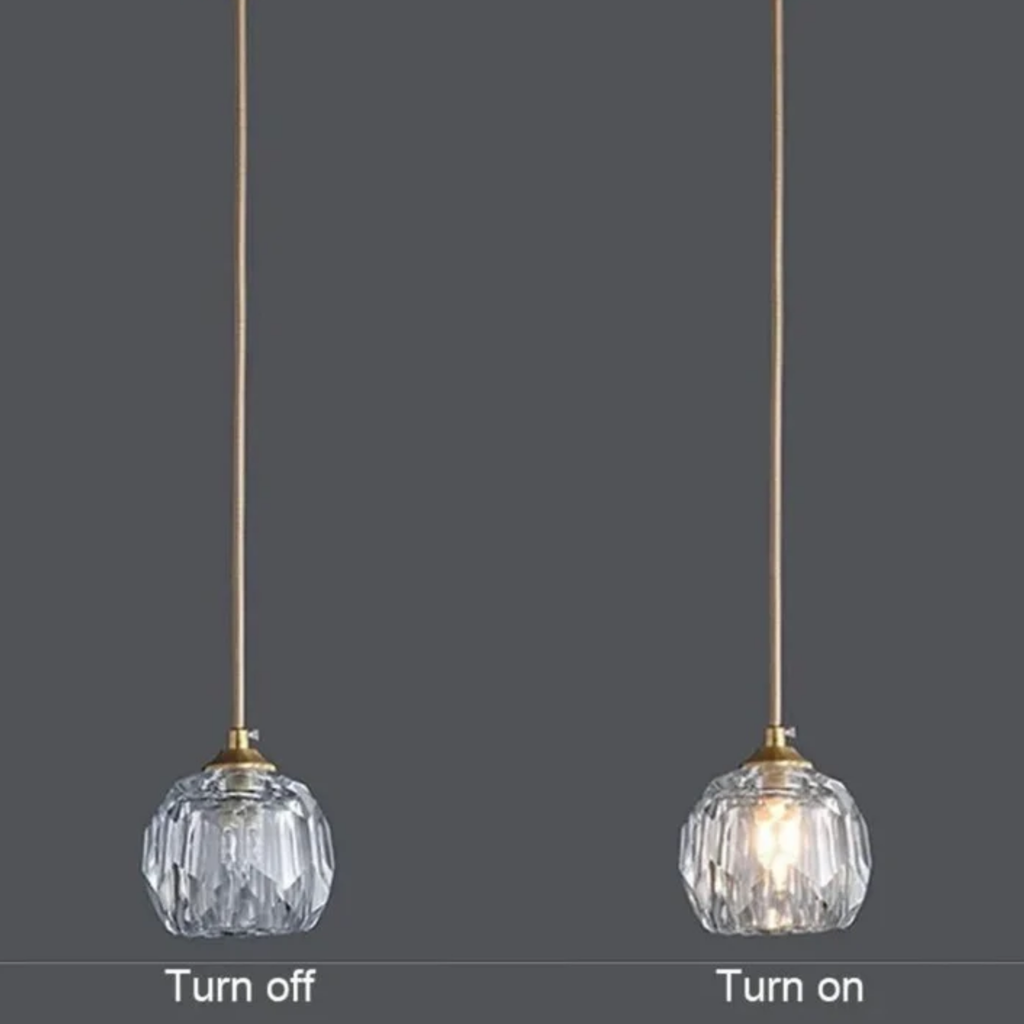 Luxury crystal globe pendant ceiling light turned off