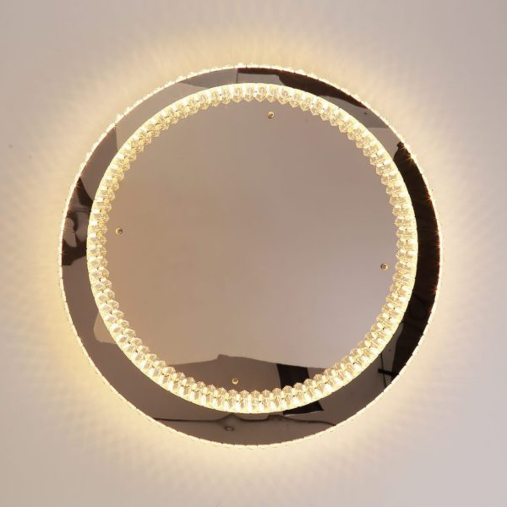 Bottom view of the luxury crystal LED flush mount ceiling light