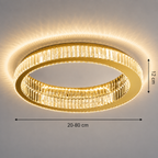 Dimensions of the gold luxury crystal LED flush mount ceiling light