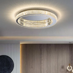 Luxury crystal LED flush mount ceiling light in a living room