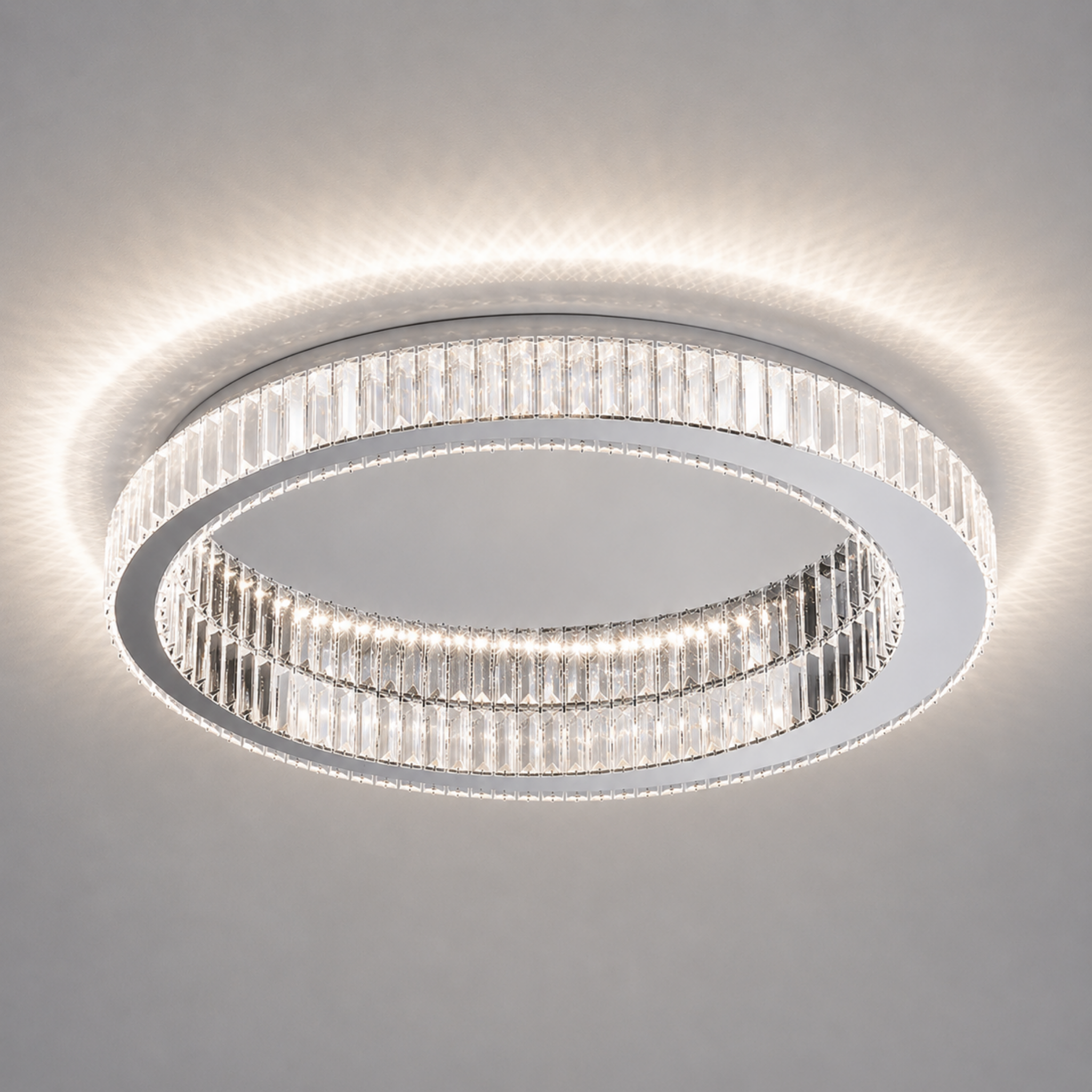 Luxury crystal LED flush mount ceiling light silver