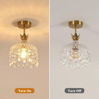 Dome glass pendant light with light on and off