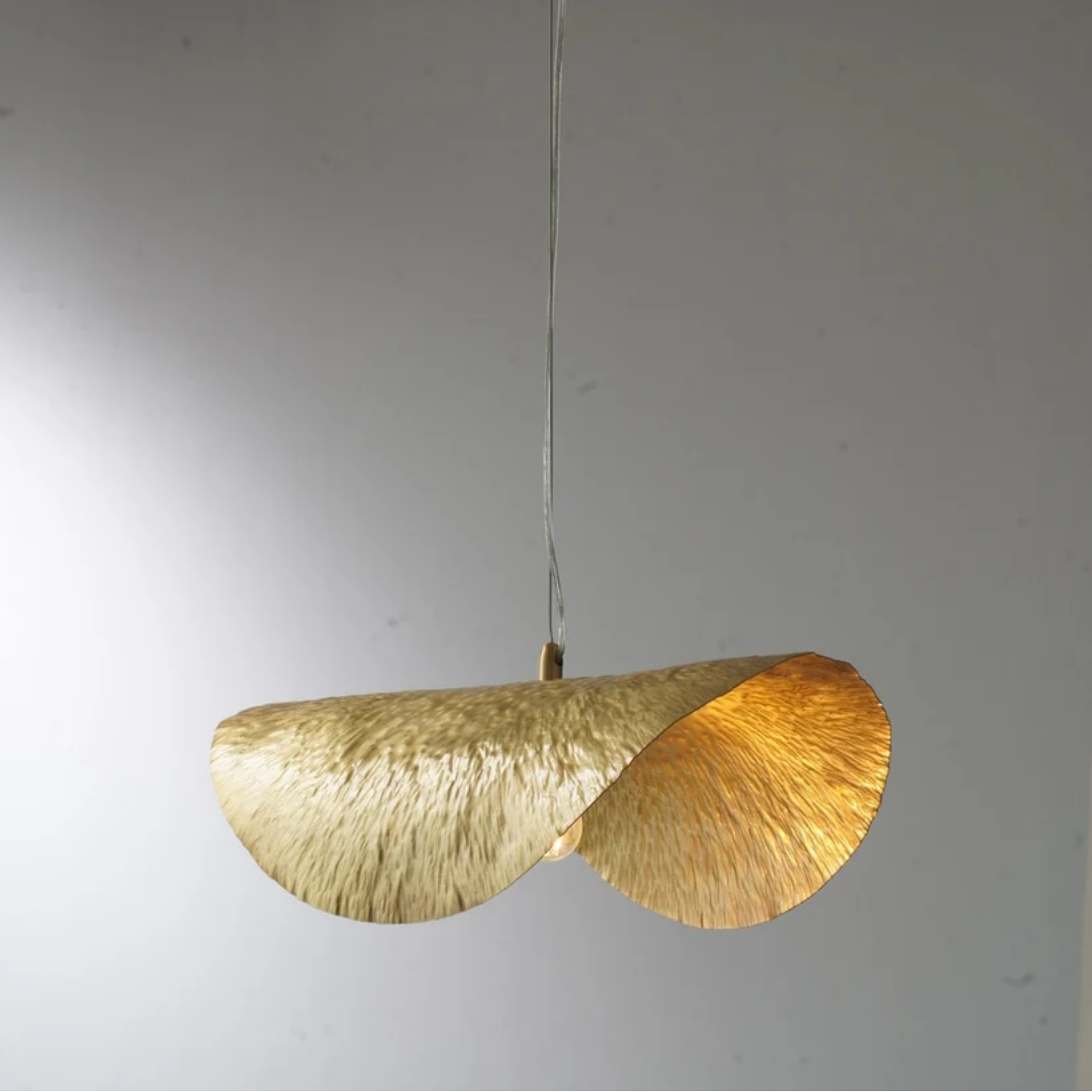 Luxury gold lotus leaf pendant ceiling light turned on