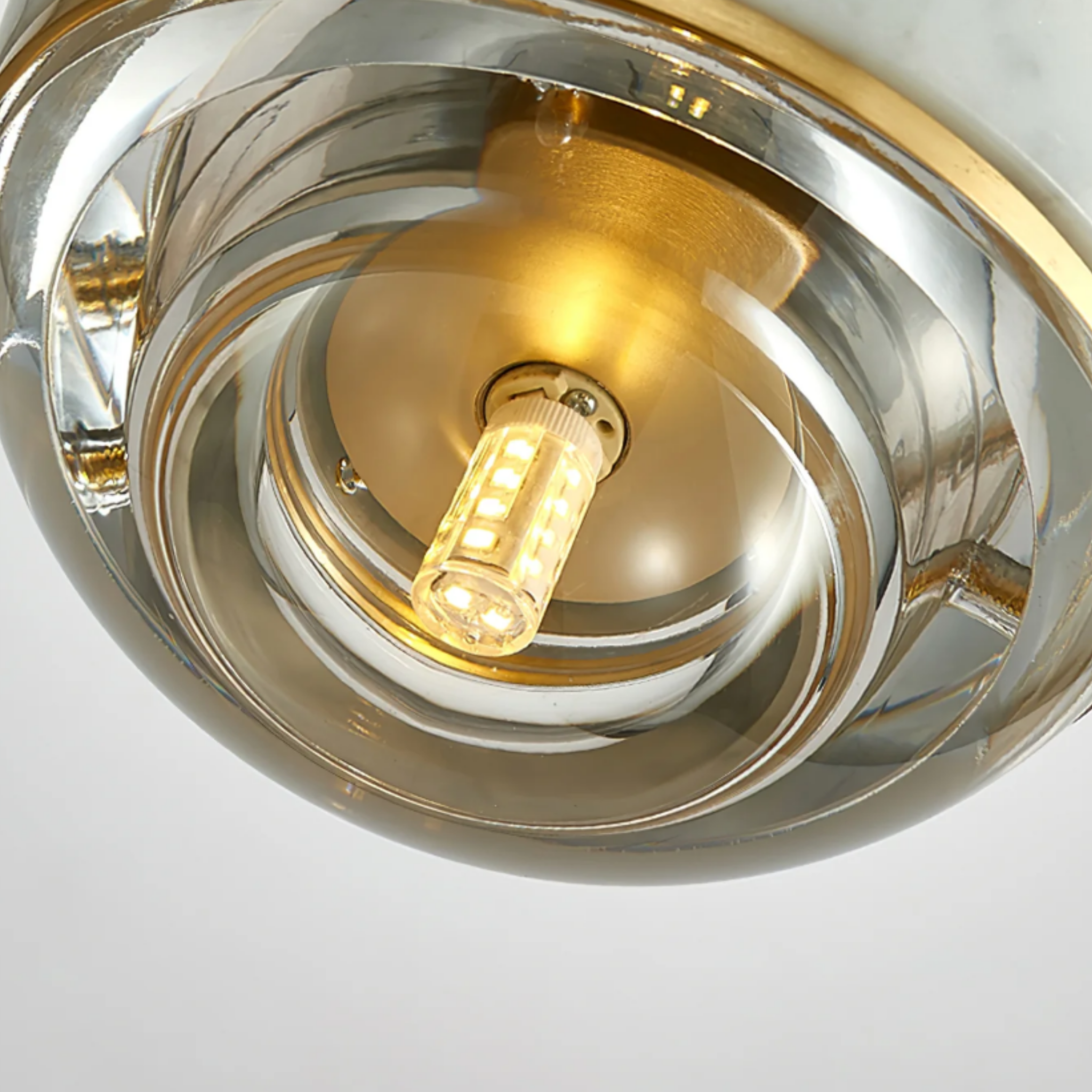 Bottom view of the luxury marble globe pendant ceiling light