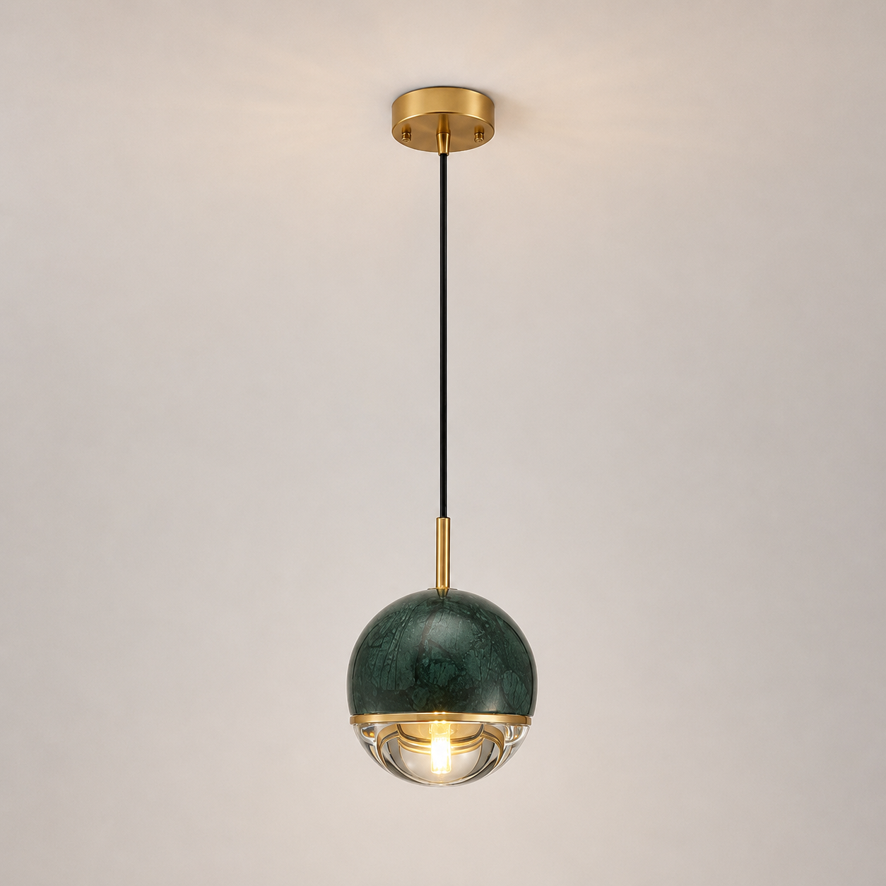 Luxury green marble globe pendant ceiling light