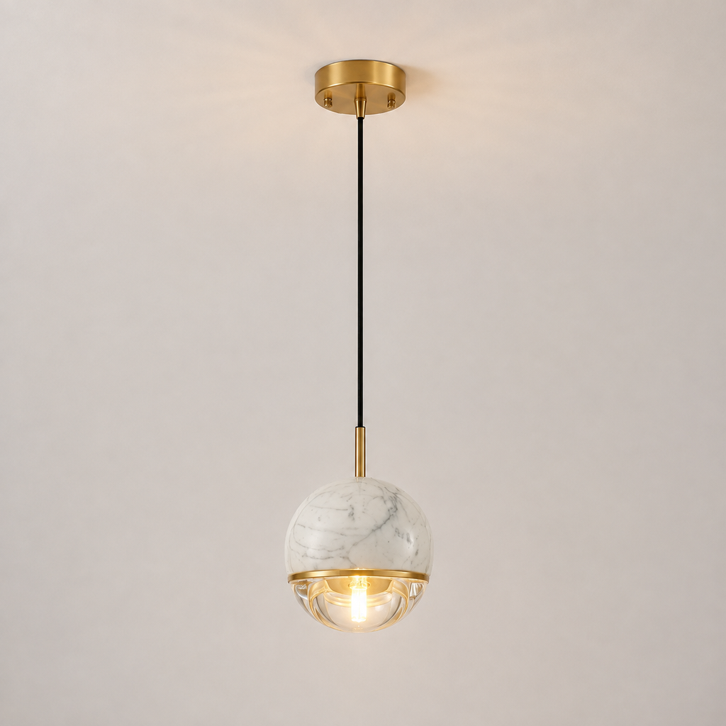 Luxury white marble globe pendant ceiling light
