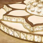 Angled view of the luxury round crystal LED flush mount ceiling light