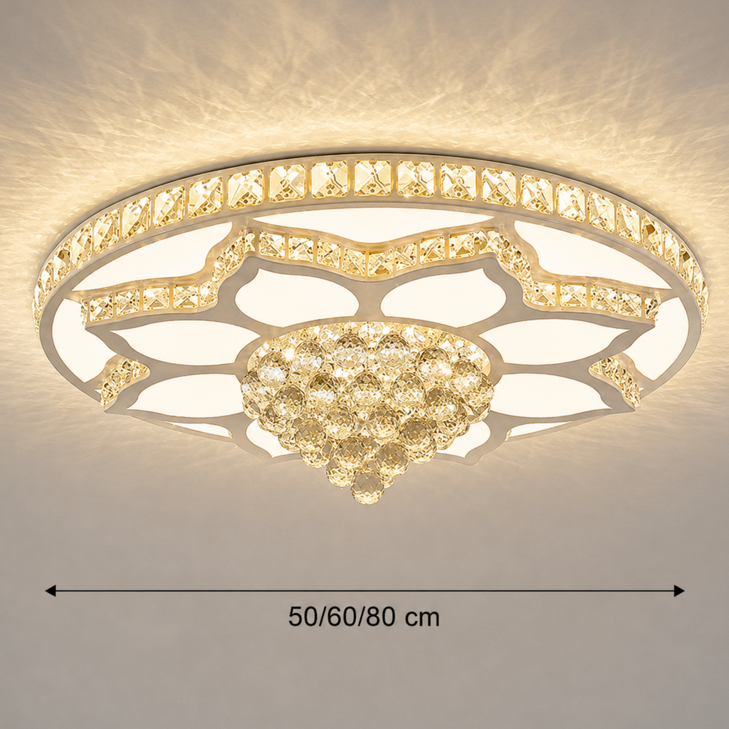 Dimensions of the luxury round crystal LED flush mount ceiling light
