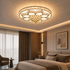 Main photo of the luxury round crystal LED flush mount ceiling light