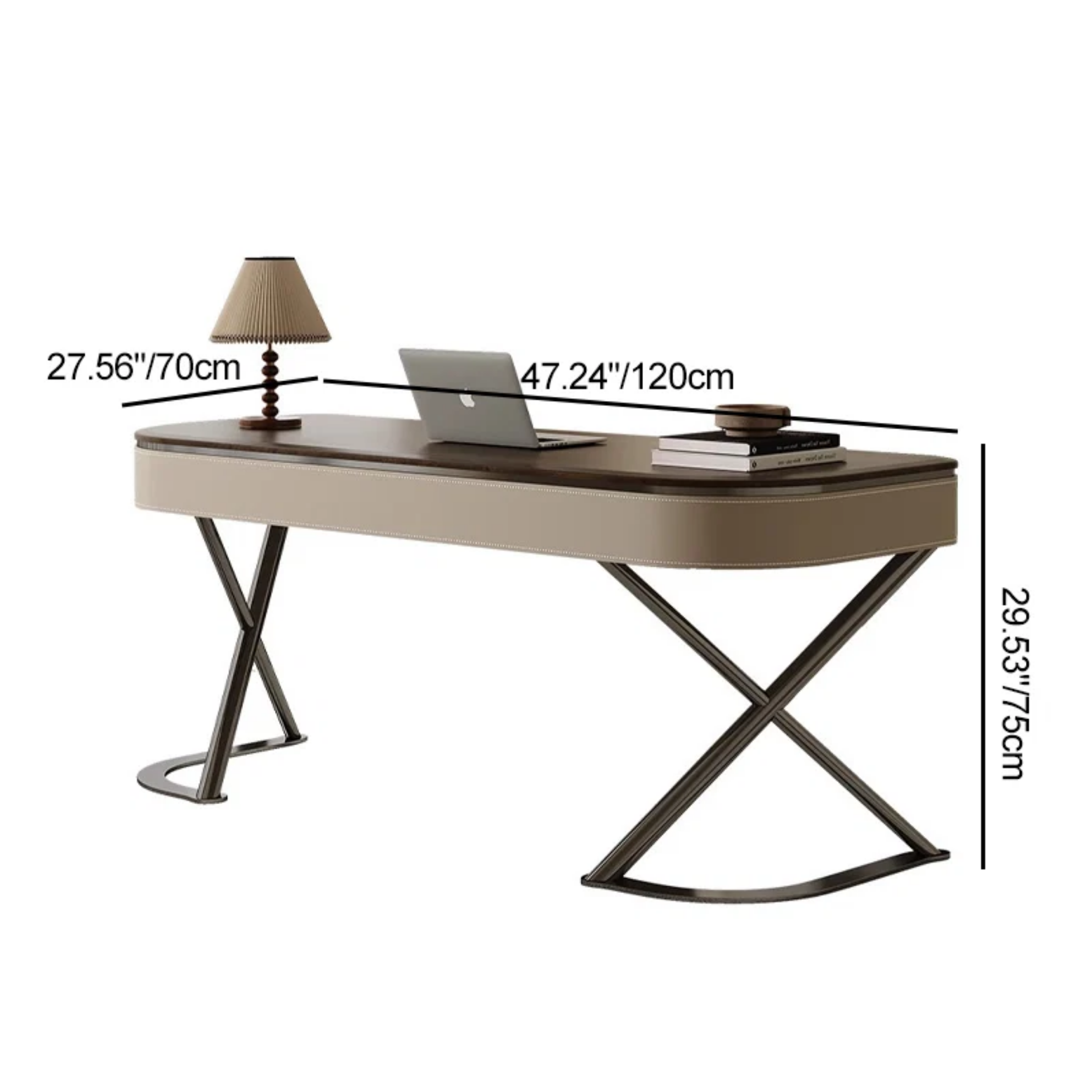 Small size luxury saddle leather executive desk
