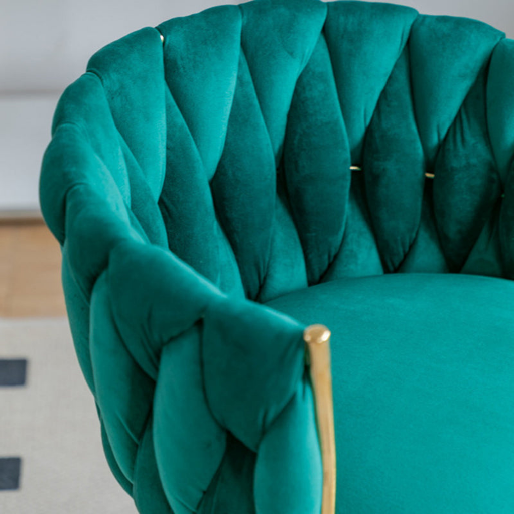 Details of the luxury upholstered accent chair for dressing table