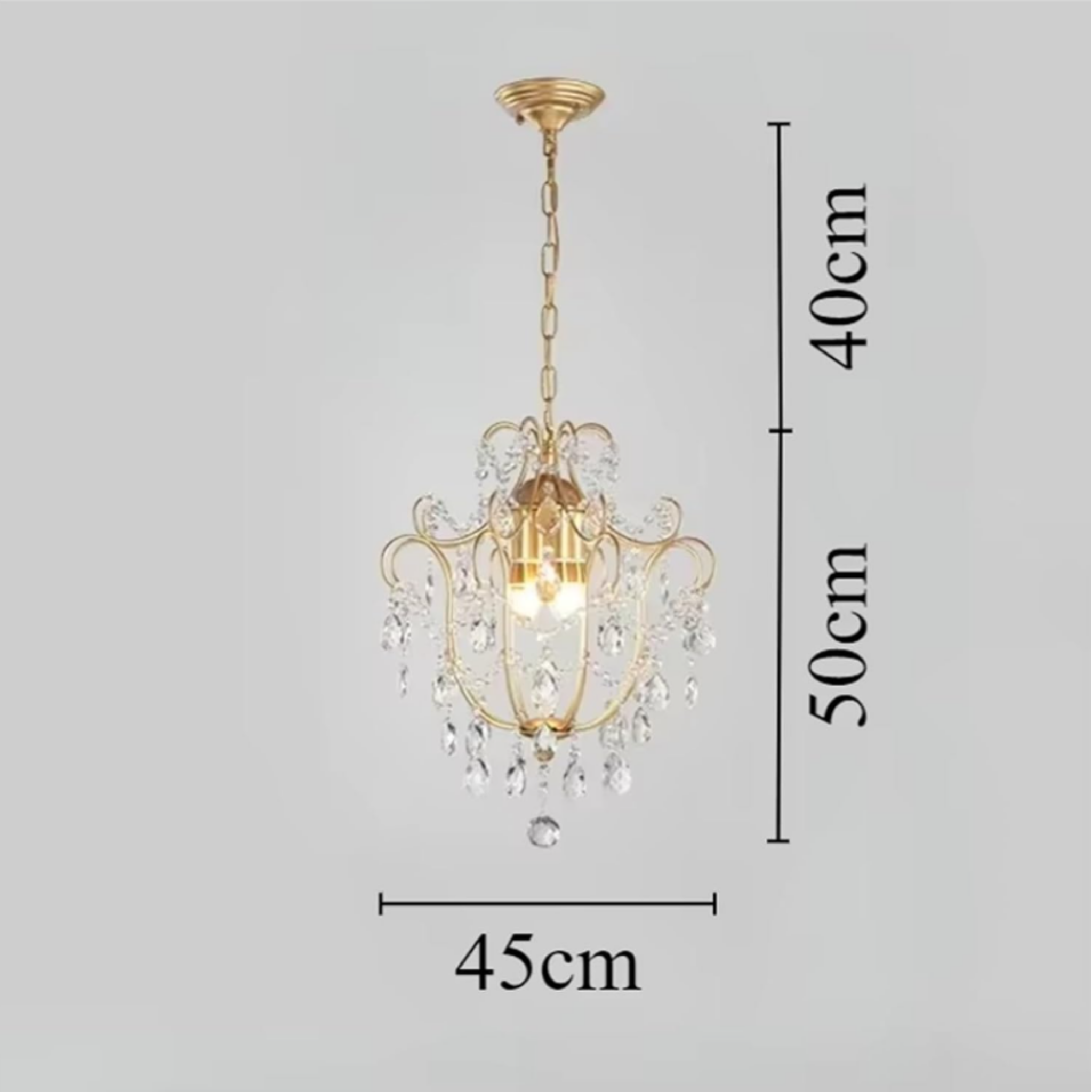 Dimensions of the luxury vintage crystal glass pendant ceiling light