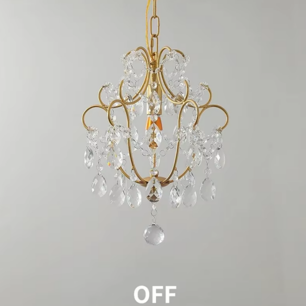 Luxury vintage crystal glass pendant ceiling light turned off