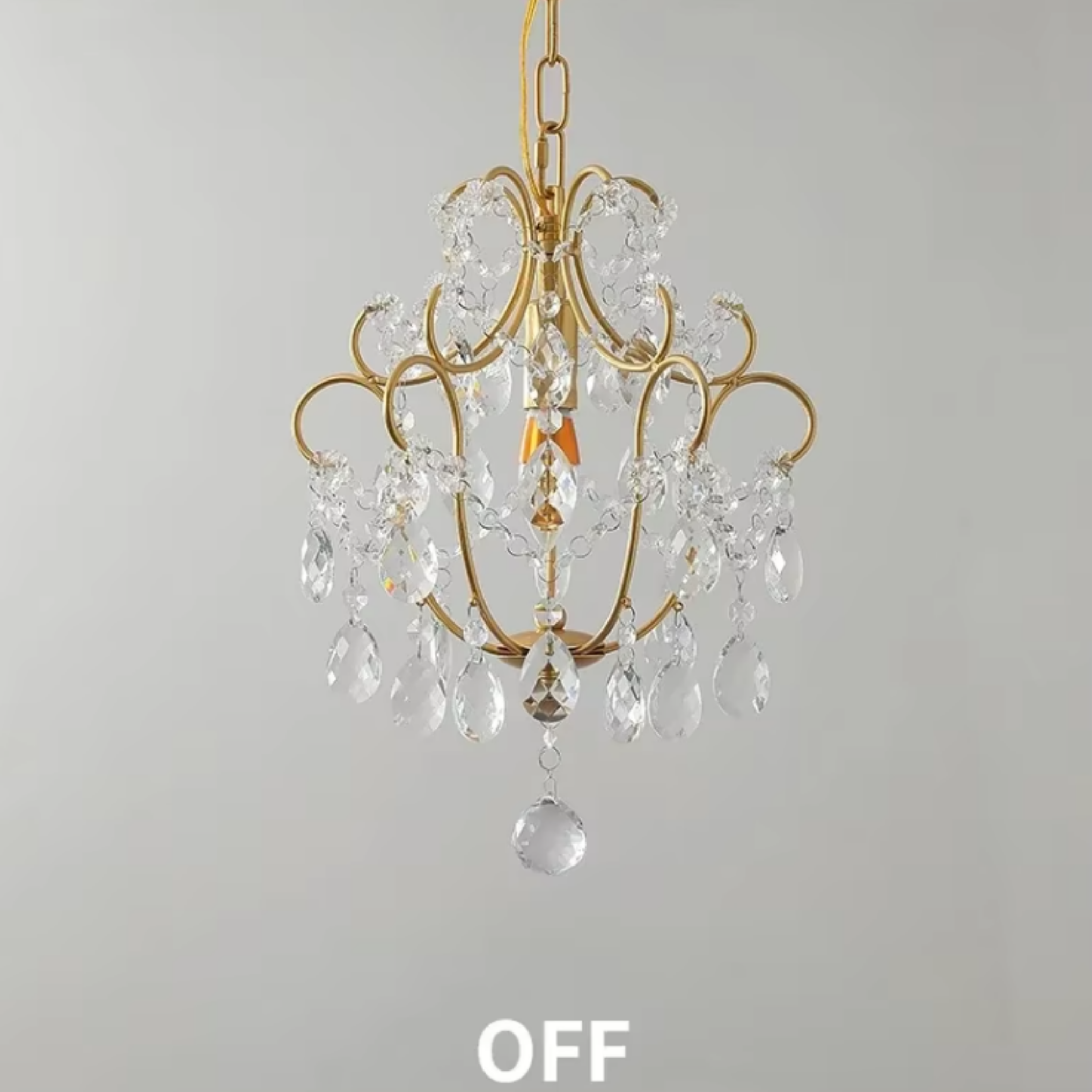 Luxury vintage crystal glass pendant ceiling light turned off